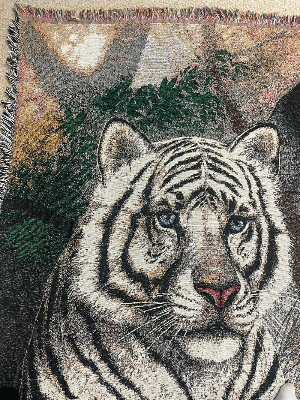 Blanket/ Rug Tigers Woven tapestry rug / Throw Blanket - Multi color